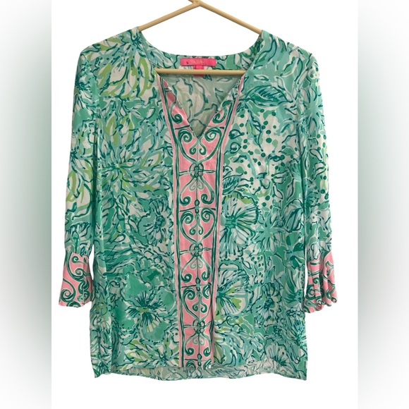 LILLY PULITZER | Keona Tunic in Resort Aqua Hopelessly Devoted Size Small - Picture 2 of 7